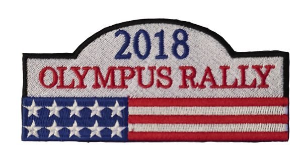 Parche bordado placa Olympus Rally  12 x 5,5 cm. [PR-002]