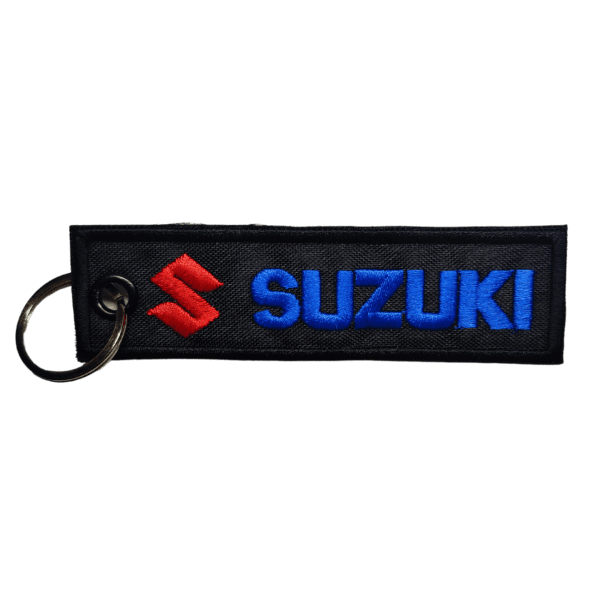 Llavero bordado SUZUKI 10 x 2,5 cm. (LLA-028)