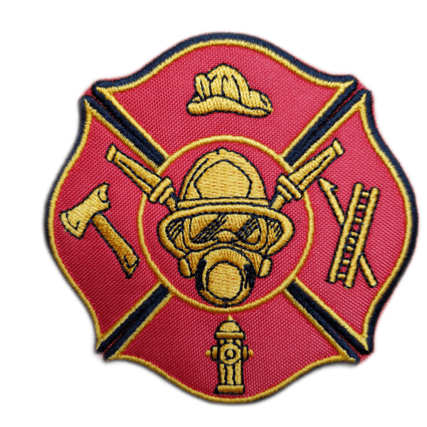 Parche bordado BOMBEROS 9 x 9 cm. (SER-007)